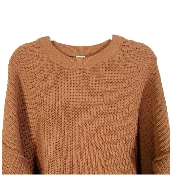 Aerie Oversized Mocha Brown Long Sleeve Tunic Sweater Size S Rib Knit Side Vents - Picture 2 of 9